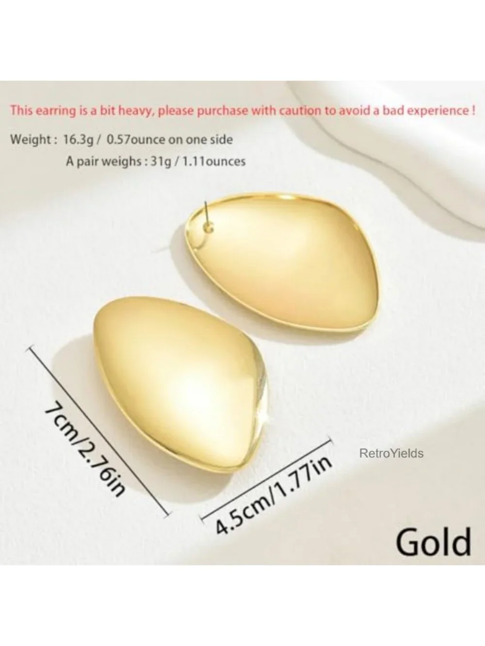 Large Statement Earrings Chunky Irregular Geometric Drop Dangle Oval Pebble